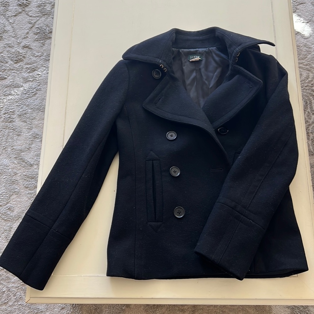 J. Crew Women's black pea Coat